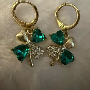 925 Beautiful Rhinestones Clover Earrings
